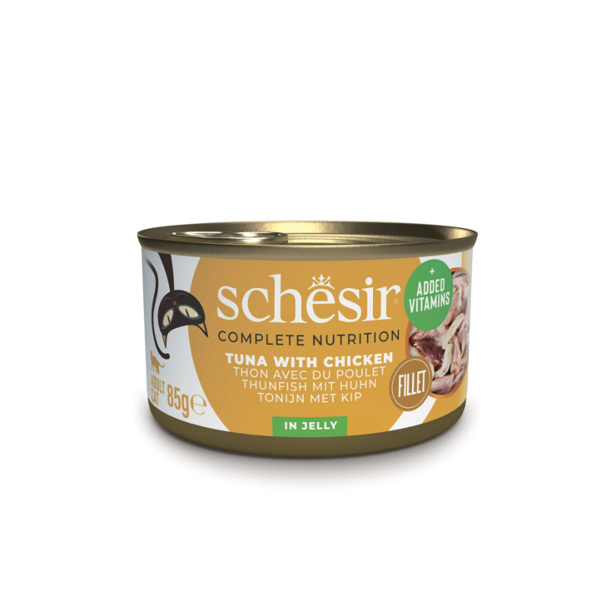 Schesir Jelly Ton Balığı ve Tavuk Jöle İçinde Yetişkin Kedi Konservesi 85Gr