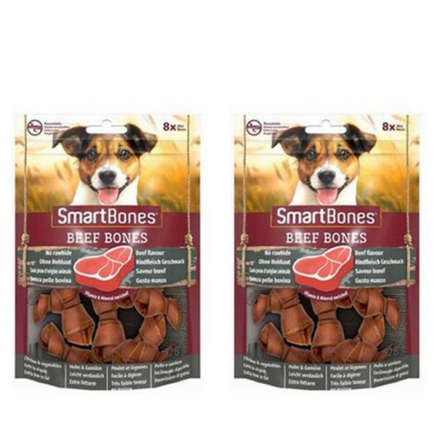 Smart Bones Sığır Etli Küçük Irklar İçin Düğümlü Köpek Ödül Kemiği (8li) 128Gr X 2 Adet