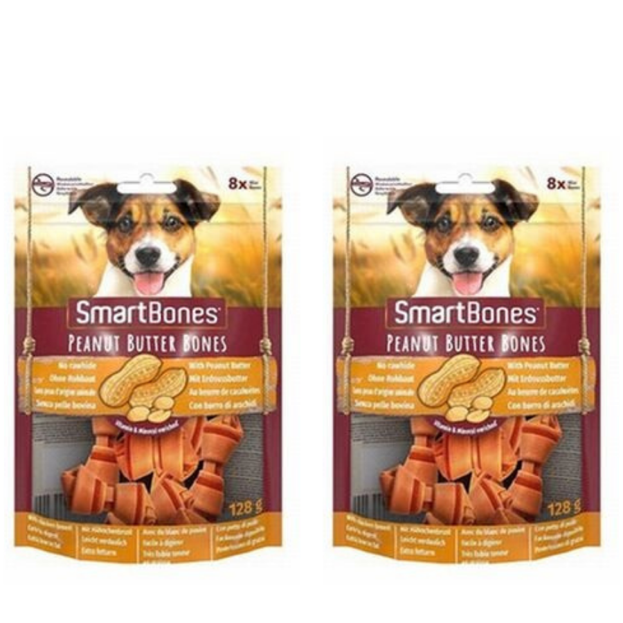Smart Bones Yer Fıstığı Ezmeli Küçük Irklar İçin Düğümlü Köpek Ödül Kemiği (8li) 128Gr X 2 Adet