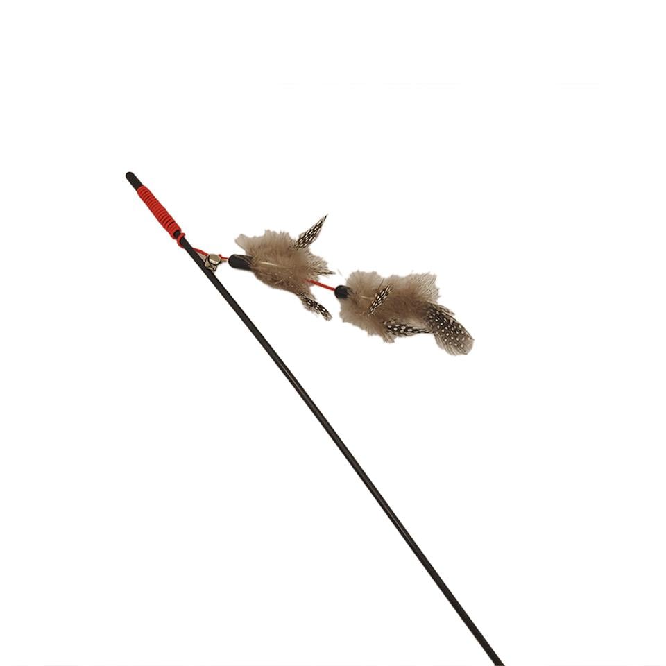 Taotaopets Plastik Saplı Zilli Kuş Tüylü Kedi Oyun Oltası 50cm