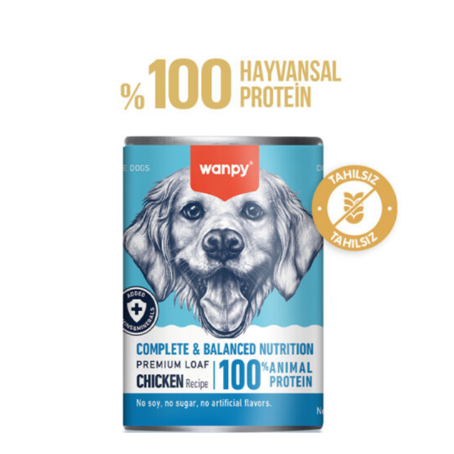Wanpy Premium Tahılsız Tavuklu Köpek Konservesi 375Gr 