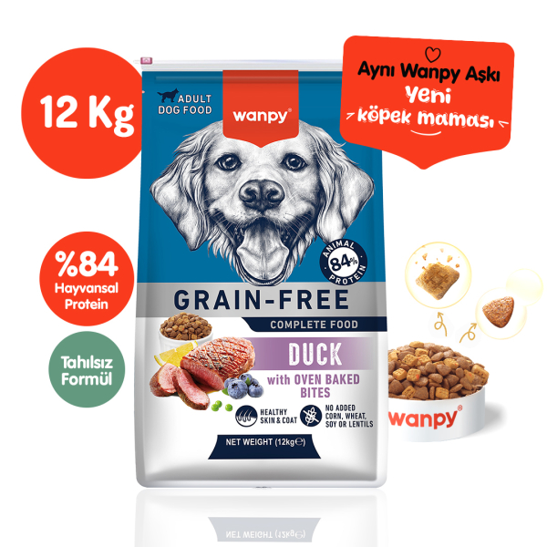 Wanpy Tahılsız Ördekli Yetişkin Köpek Maması 12Kg