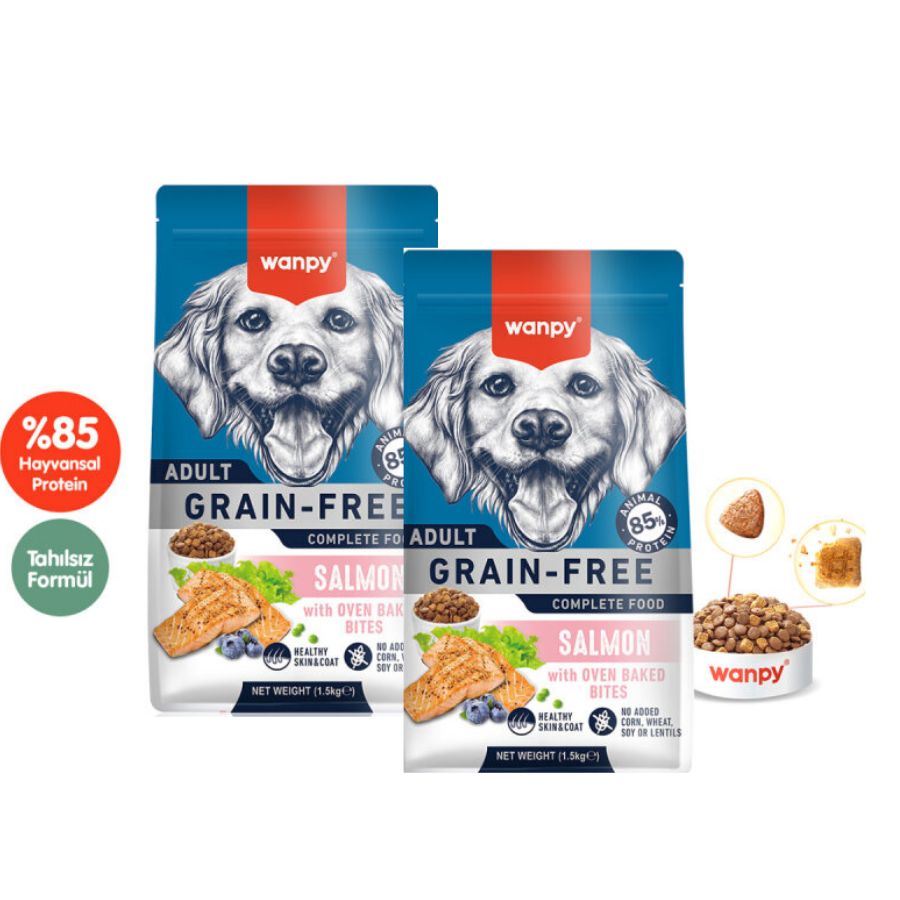 Wanpy Tahılsız Somonlu Yetişkin Köpek Maması 1,5Kg X 2 Adet