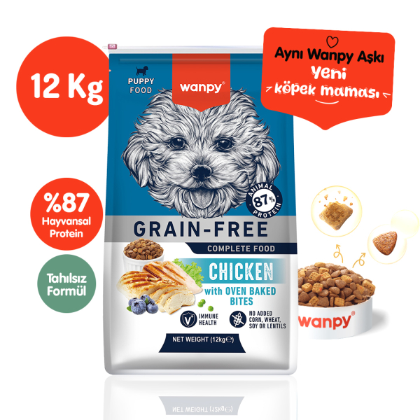 Wanpy Tahılsız Tavuklu Yavru Köpek Maması 12Kg