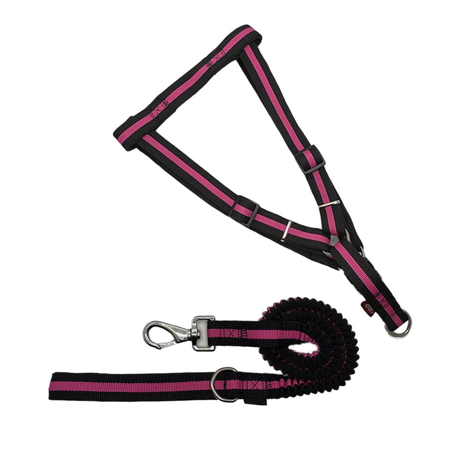 Zichen Elastik Dokuma Köpek Göğüs Tasma Seti Pembe Xlarge