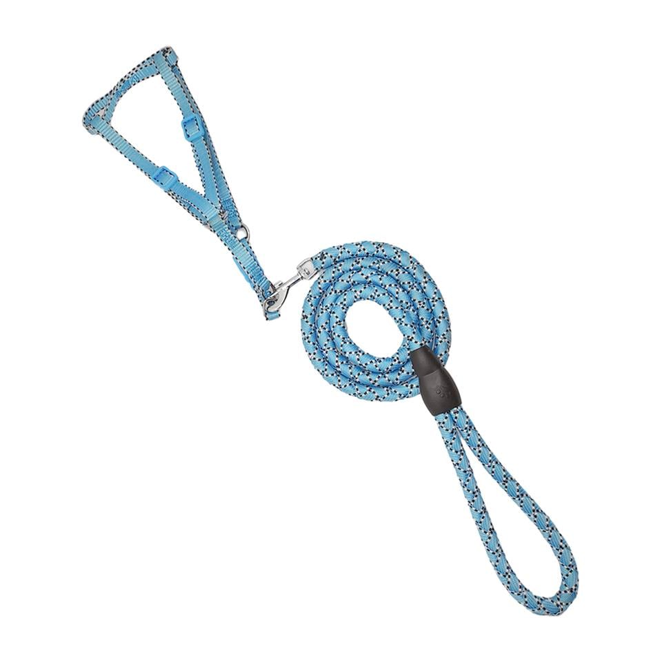 Zichen Örgü Dokulu Kumaş Köpek Göğüs Tasma Seti Turkuaz