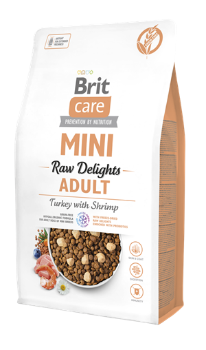 Brit Care Raw Delights Hipoalerjenik Hindi Etli ve Karidesli Tahılsız Küçük Irk Yetişkin Kedi Maması 2Kg
