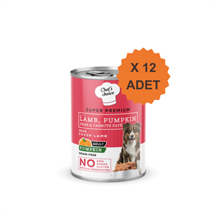 Chefs Choice Hipoalerjenik Kuzu Etli ve Balkabaklı Tahılsız Ezme Yetişkin Köpek Konservesi 400Gr X 12 Adet