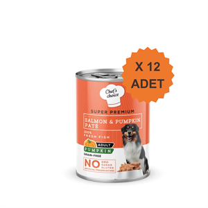 Chefs Choice Hipoalerjenik Somonlu ve Balkabaklı Tahılsız Ezme Yetişkin Köpek Konservesi 400Gr X 12 Adet