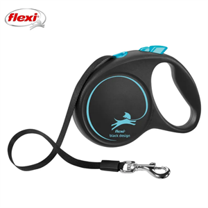 Flexi Black Design Otomatik Şeritli Köpek Gezdirme Kayışı 5Mt (M) Mavi