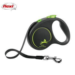 Flexi Black Design Otomatik Şeritli Köpek Gezdirme Kayışı 5Mt (S) Yeşil