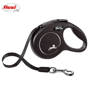 Flexi New Classic Otomatik Şeritli Köpek Gezdirme Kayışı 5Mt (M) Siyah