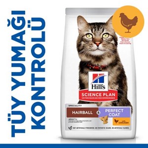 Hill's SCIENCE PLAN Hairball & Perfect Coat Tüy Yumağı Önleyici Tavuklu Yetişkin Kedi Maması 1,5Kg