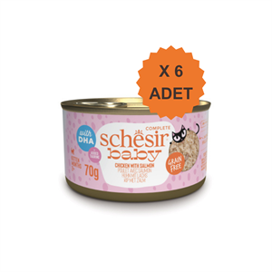 Schesir Baby Sos İçinde Tavuklu ve Somonlu Yavru Kedi Konservesi 70Gr X 6 Adet