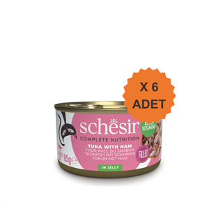Schesir Jelly Ton Balığı ve Jambon Jöle İçinde Yetişkin Kedi Konservesi 85Gr X 6 Adet