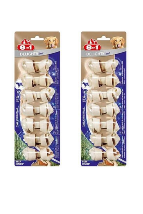 8in1 Delights Beef Bones Biftekli Düğümlü Köpek Ödül Kemiği (XS) 84Gr X 2 Adet