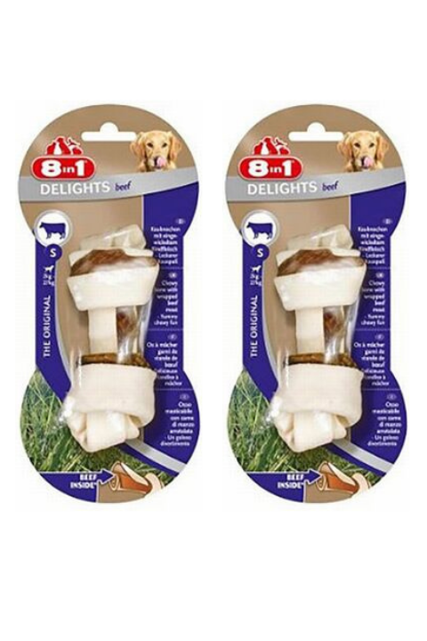 8in1 Delights Beef Bones Biftekli Düğümlü Köpek Ödül Kemiği (S) 35Gr X 2 Adet
