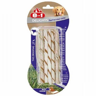 8in1 Delights Beff Twisted Sticks Biftekli Burgu Çubuk Köpek Ödül Kemiği 55Gr