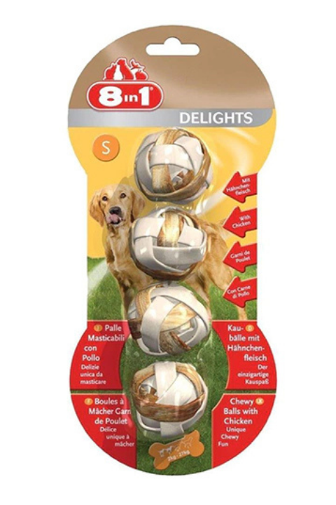 8in1 Delights Bones Balls Tavuklu Örme Top Köpek Ödül Kemiği 36Gr (S)