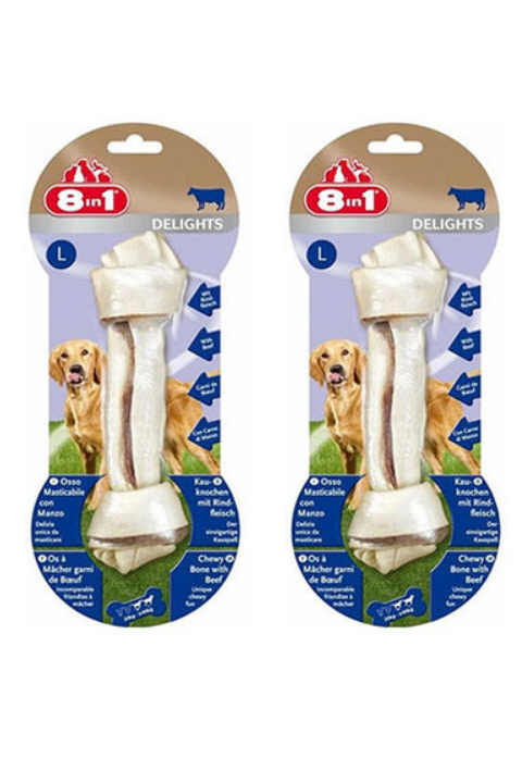 8in1 Delights Bones Biftekli Düğümlü Köpek Ödül Kemiği (L) 85Gr X 2 Adet