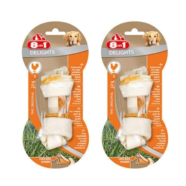 8in1 Delights Bones Tavuklu Düğümlü Köpek Ödül Kemiği Tavuklu 35Gr (S) X 2 Adet