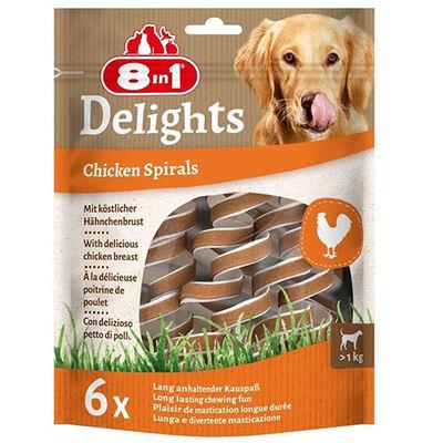 8in1 Delights Chicken Spirals Tavuklu Burgu Köpek Ödül Maması (6'lı) 60Gr