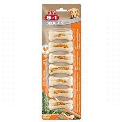 8in1 Delights Strong Tavuklu Köpek Ödül Kemiği (7'li) 140Gr (XS) 