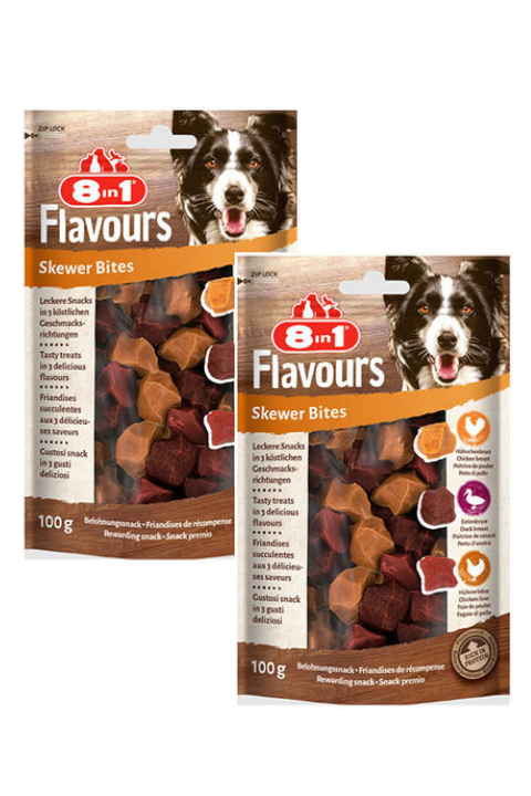 8in1 Flavours Skewer Bites Kuşbaşı Dilimli Çiğneme Köpek Ödül Maması 100Gr X 2 Adet
