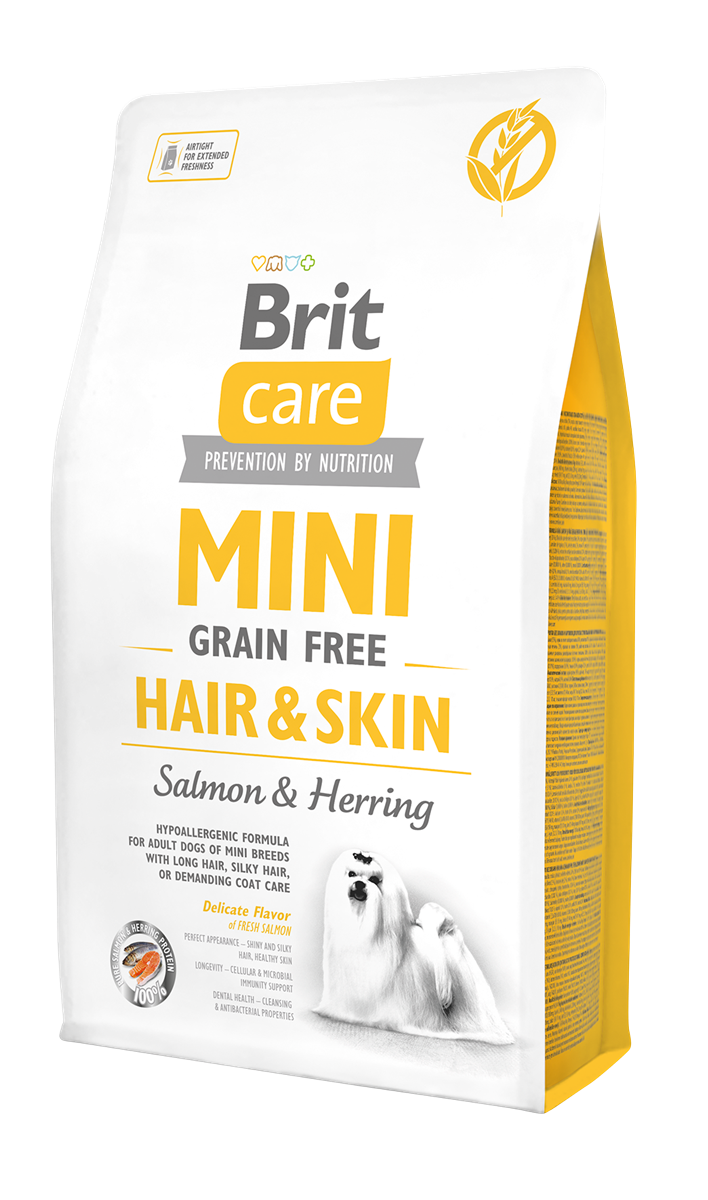 Brit Care Hair&Skin Hipoalerjenik Deri ve Tüy Sağlığı İçin Somon ve Ringa Balıklı Tahılsız Yetişkin Köpek Maması 7Kg