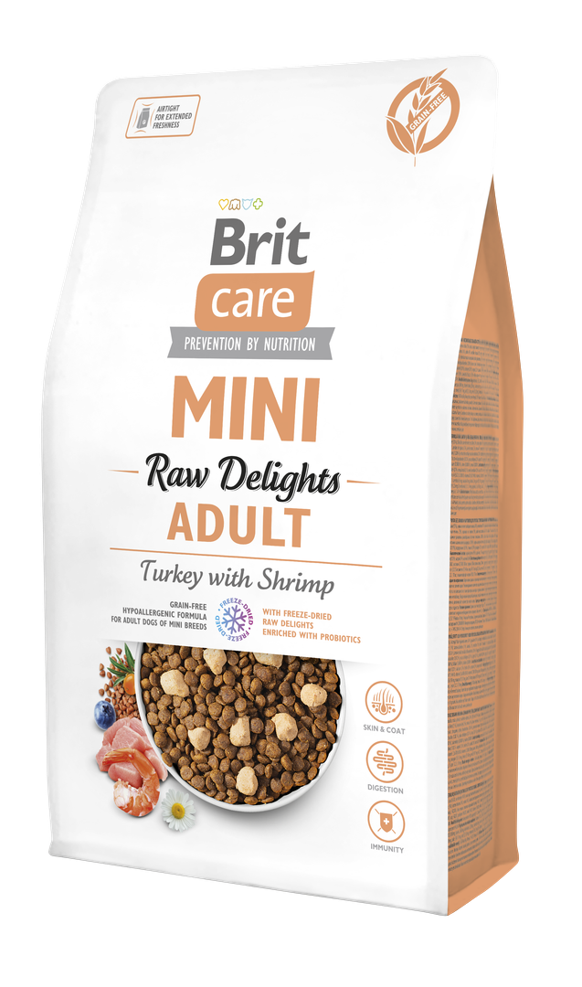 Brit Care Raw Delights Hipoalerjenik Hindi Etli ve Karidesli Tahılsız Küçük Irk Yetişkin Kedi Maması 2Kg