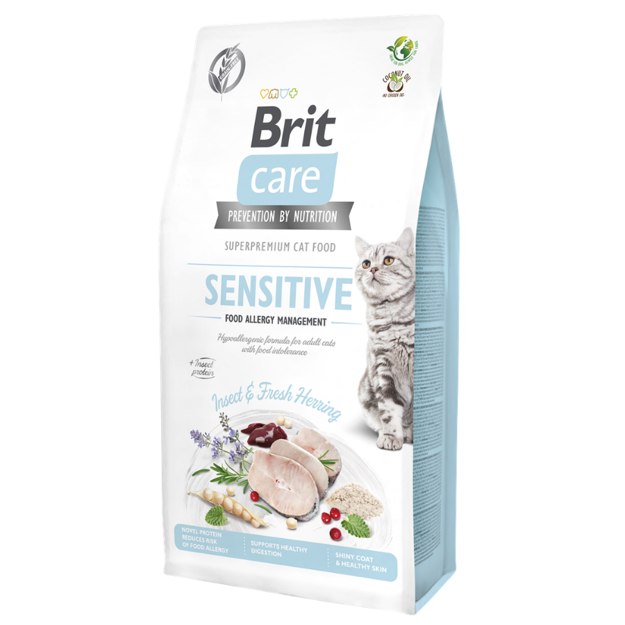 Brit Care Sensitive Hipoalerjenik Ringa Balığı ve Larva Proteinli Tahılsız Yetişkin Kedi Maması 7Kg