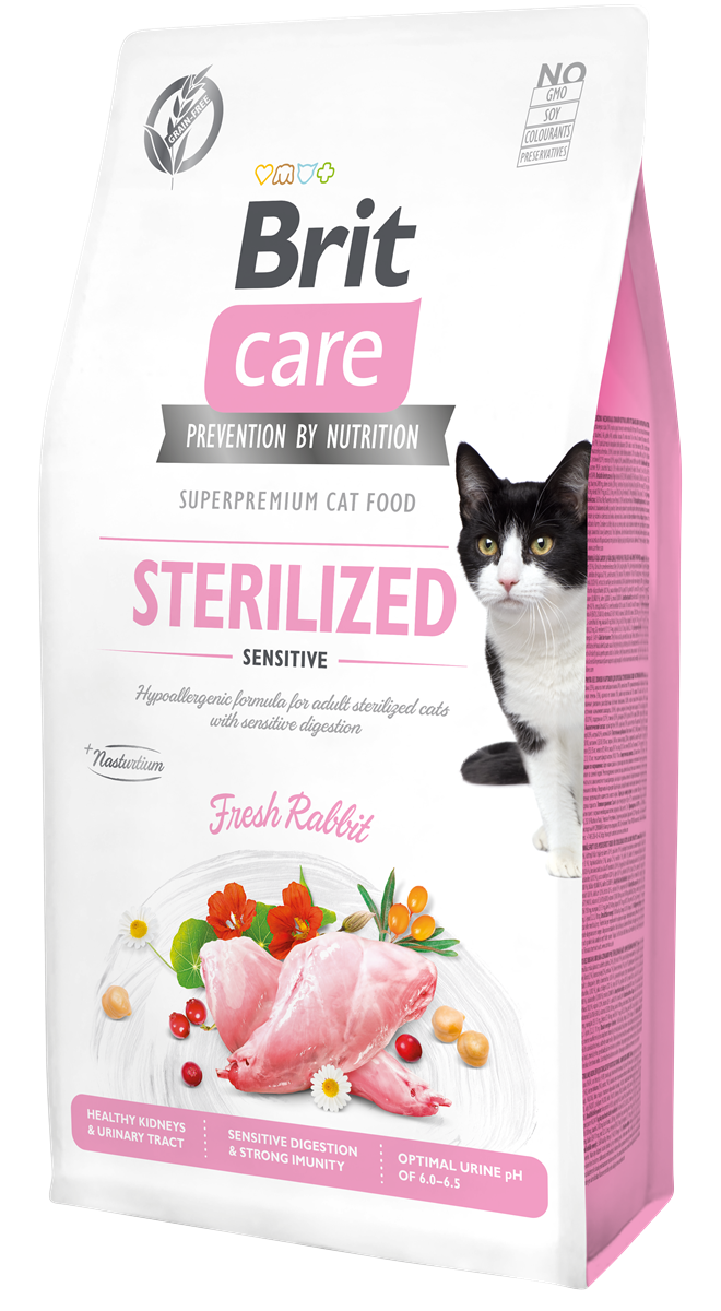 Brit Care Sensitive Hipoalerjenik Sindirim Sistemi Sağlığı İçin Tavşanlı Tahılsız Kısırlaştırılmış Yetişkin Kedi Maması 7Kg