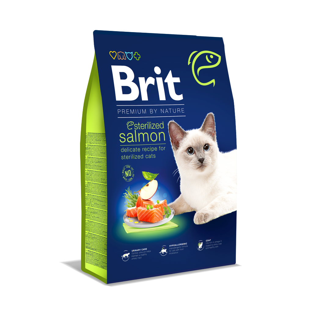 Brit Premium By Nature Somonlu Kısırlaştırılmış Yetişkin Kedi Maması 8Kg