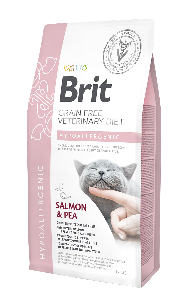 Brit Veterinary Diet Hipoalerjenik Dermatit ve Gıda Alerji Rahatsızlıkları İçin Tahılsız Yetişkin Kedi Maması 5Kg