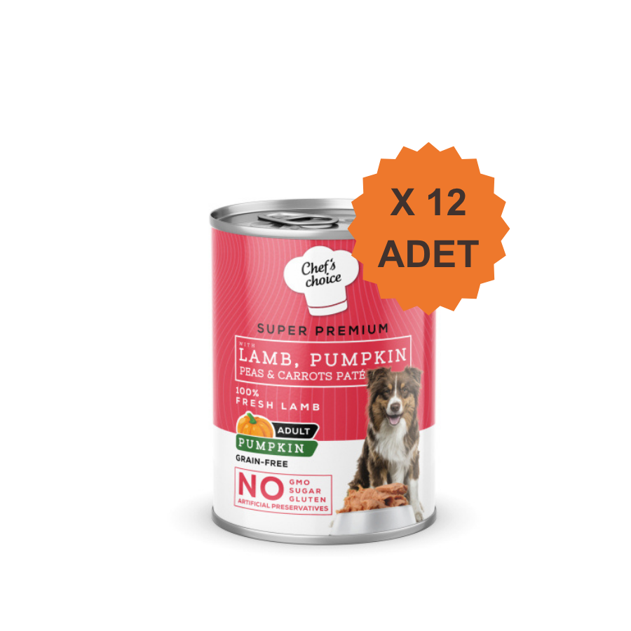 Chefs Choice Hipoalerjenik Kuzu Etli ve Balkabaklı Tahılsız Ezme Yetişkin Köpek Konservesi 400Gr X 12 Adet