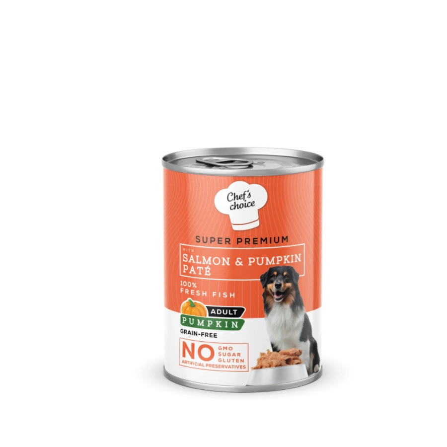 Chefs Choice Hipoalerjenik Somonlu ve Balkabaklı Tahılsız Ezme Yetişkin Köpek Konservesi 400Gr