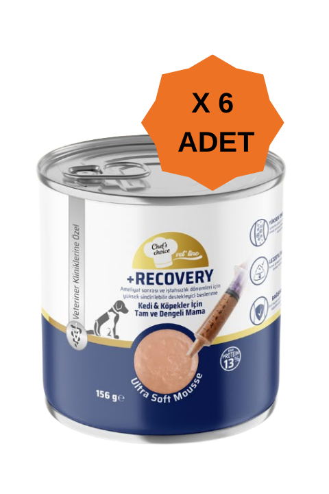 Chefs Choise Vetline Recovery Ameliyat Sonrası ve İştahsızlık Dönemlerinde Kedi ve Köpek Yaş Maması 156Gr X 6 Adet