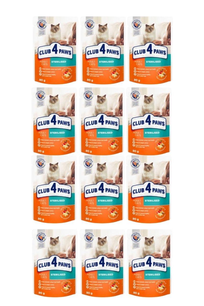 Club4Paws Premium Tavuklu Pouch Kısırlaştırılmış Yetişkin Kedi Yaş Maması 80 Gr x 12 Adet