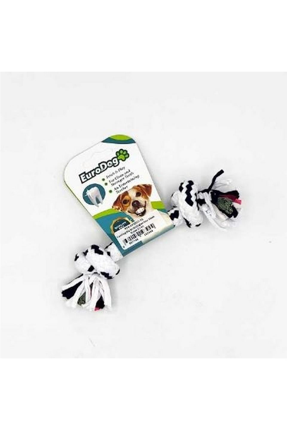 EuroDog Diş İpi İki Düğüm İnce Siyah Beyaz 15 cm