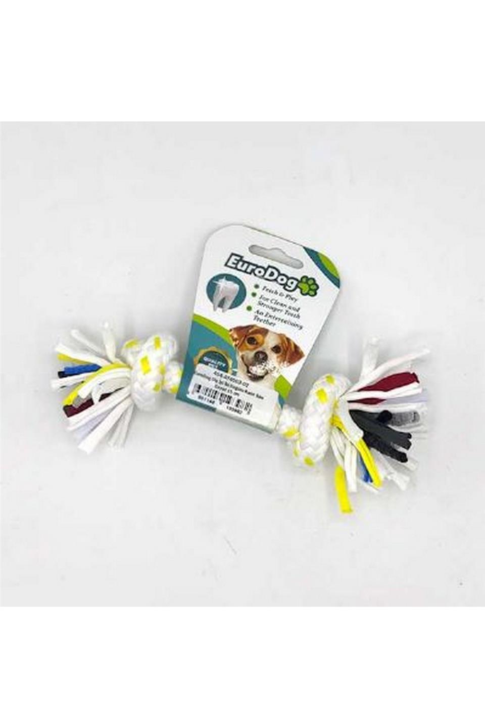 EuroDog Diş İpi İki Düğüm Kalın Sarı Beyaz 15 cm