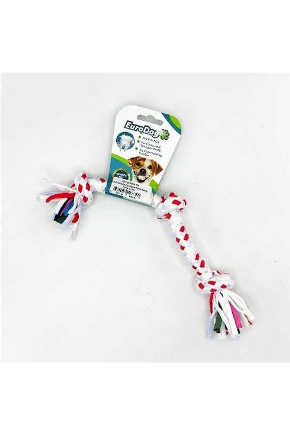 EuroDog Diş İpi Üç Düğüm Kırmızı Beyaz Nokta 15 cm