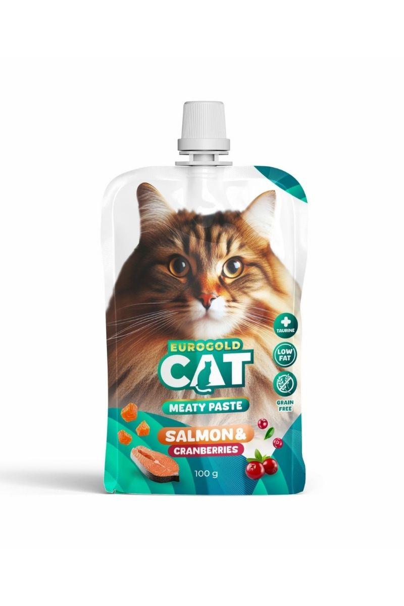 EuroGold Cat Meaty Paste Somon - Kızılcık Kedi Ödül Maması 100 Gr