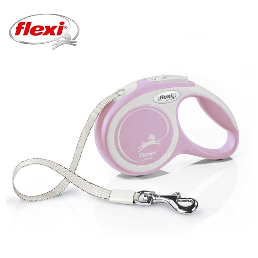 Flexi New Comfort Otomatik Şeritli Köpek Gezdirme Kayışı 5Mt (M) Pembe