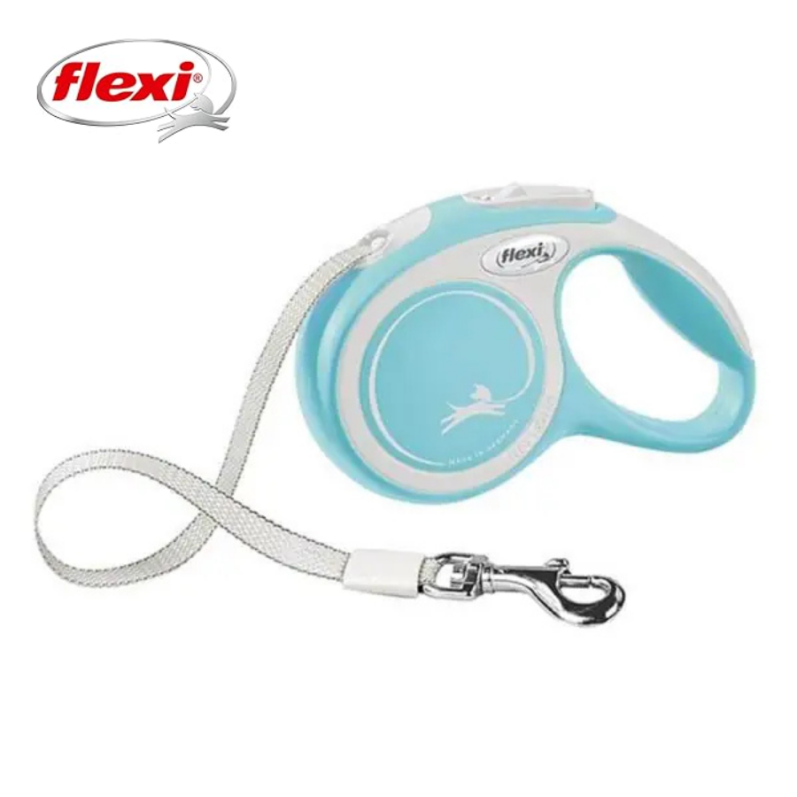 Flexi New Comfort Otomatik Şeritli Köpek Gezdirme Kayışı 5Mt (S) Açık Mavi