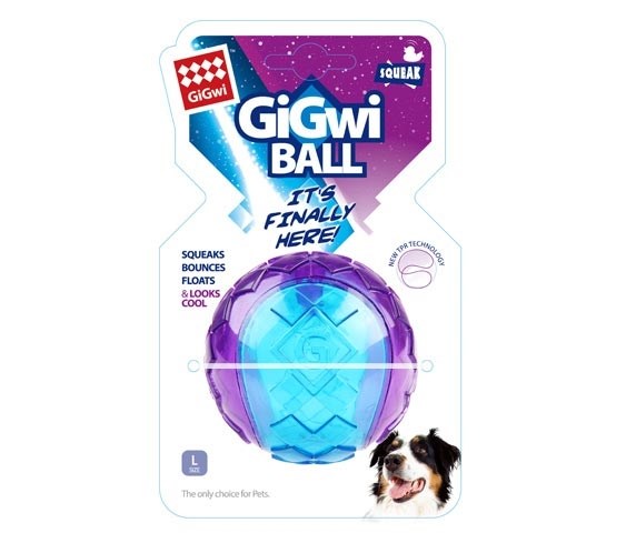 Gigwi Ball Sesli Sert Top Köpek Oyuncağı- Şeffaf Mavi Mor (L)  