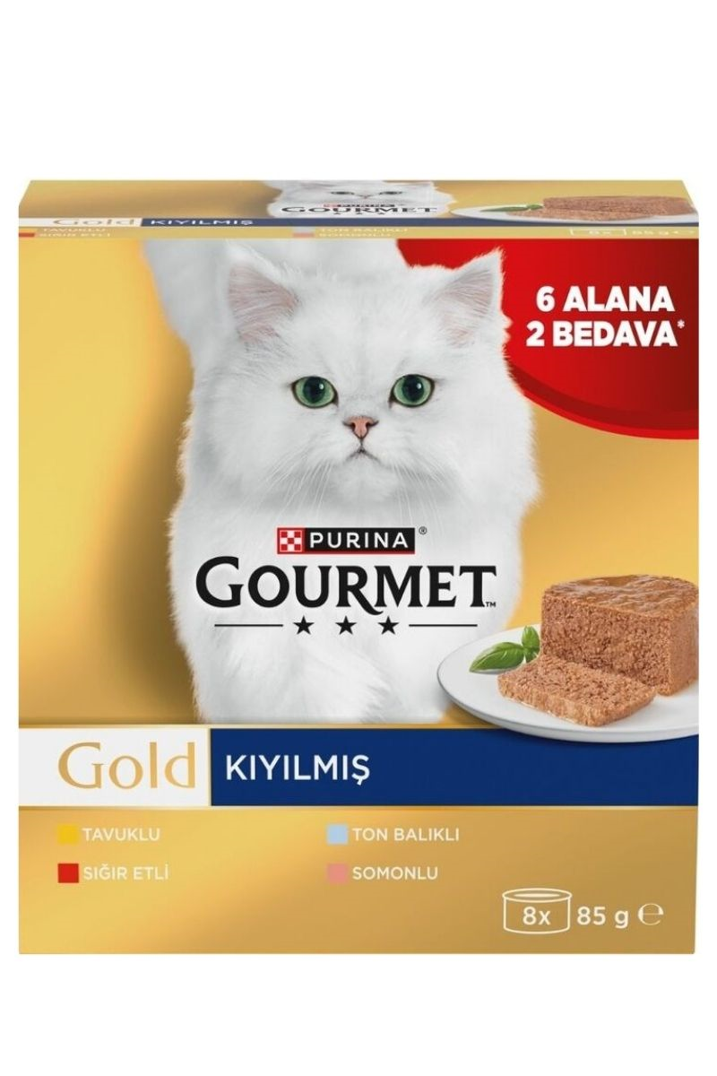 Gourmet Gold Kıyılmış Karışık Seri Kedi Yaş Maması 85Gr X 8 Adet (8 AL 6 ÖDE)