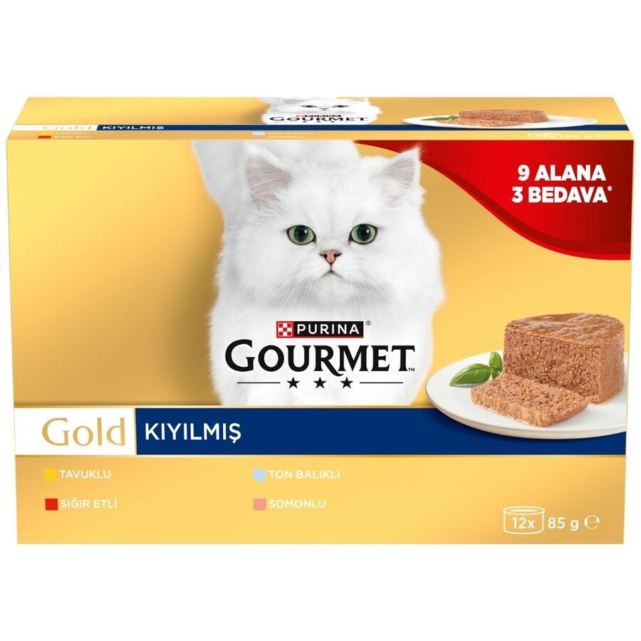 Gourmet Gold Kıyılmış Karışık Seri Kedi Yaş Maması 85Gr X 12 Adet (12 AL 9 ÖDE)