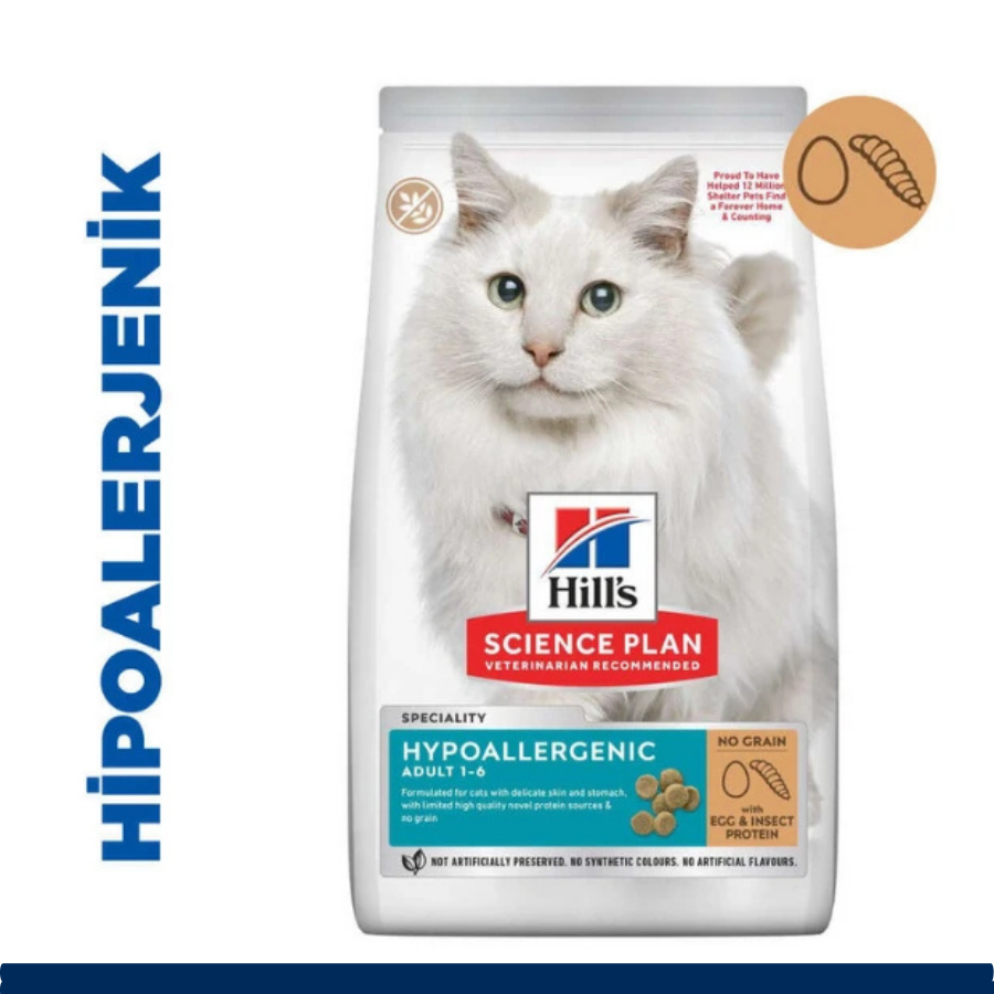 Hill's SP SCIENCE PLAN Hipoalerjenik Yumurta ve Böcek Proteinli Tahılsız Yetişkin Kedi Maması 1,5Kg