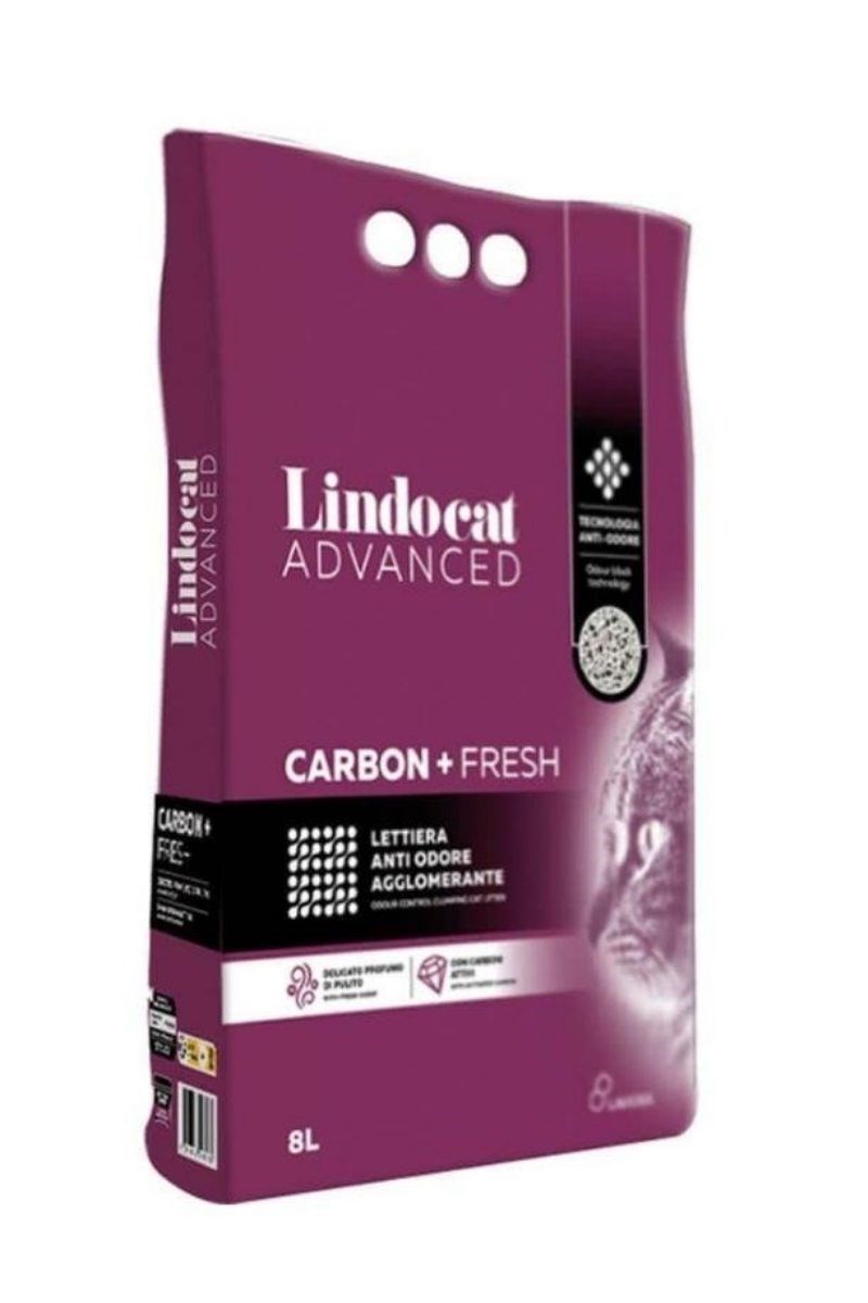 Lindocat Advanced Aktif Karbonlu ve Fresh Kokulu Kalın Taneli Kedi Kumu 8L