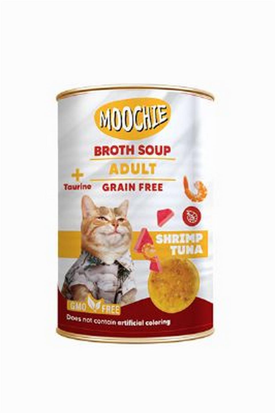 Moochie Broths Soup Ton Balıklı ve Karidesli Tahılsız Yetişkin Kedi Çorbası 135ML